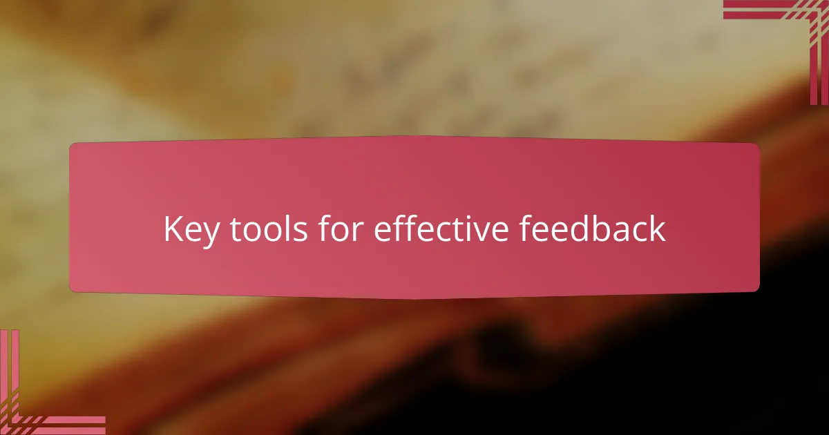 Key tools for effective feedback