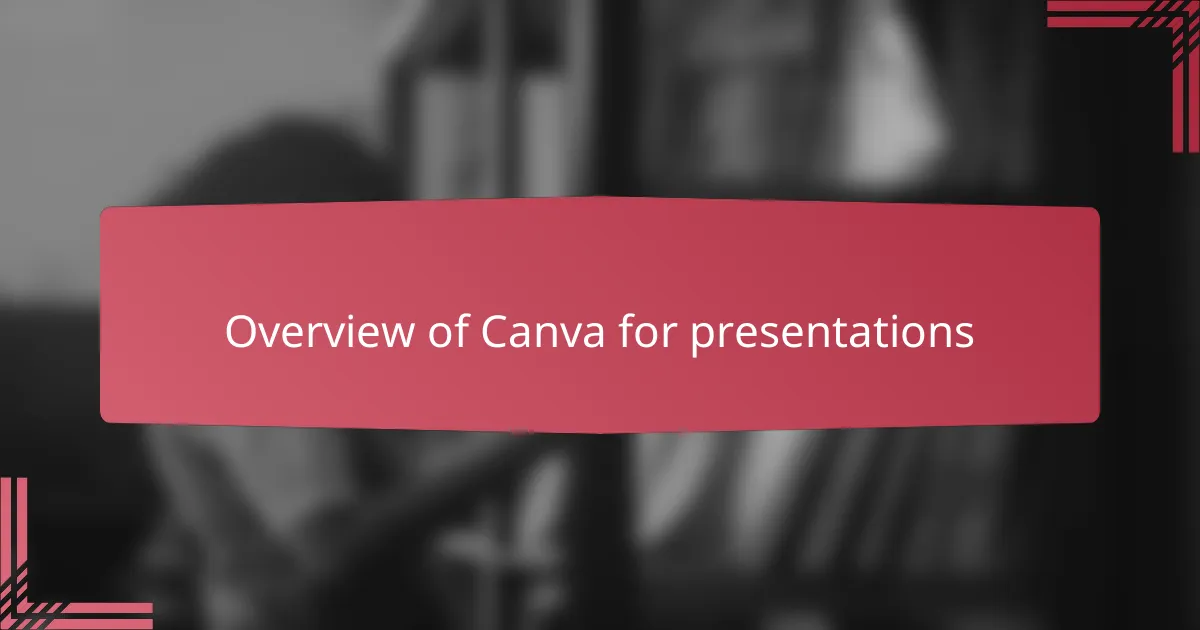 Overview of Canva for presentations